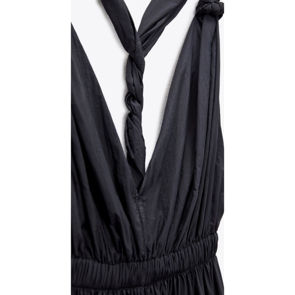 Zara Long Nylon Dress Black - Picture 6 of 9